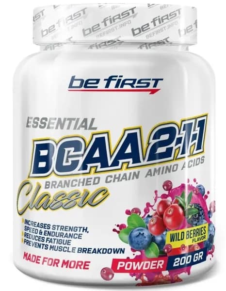 Аминокислоты БЦАА Лесные Ягоды порошок бца Be First BCAA 2:1:1 Classic Powder 200 гр