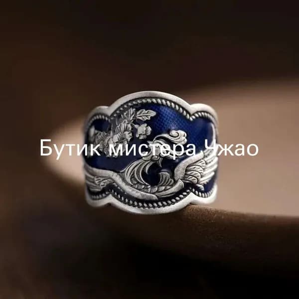 Винтажное кольцо с павлином из тайского серебра и эмалью