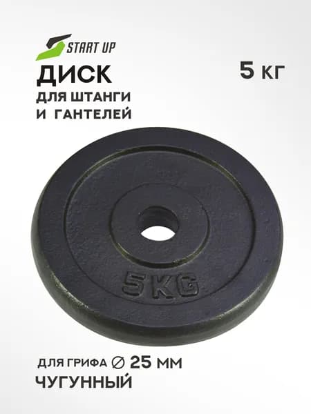 Диск блин для штанги, чугун, окрашенный, диаметр 25,6 мм, вес 5кг HD3608