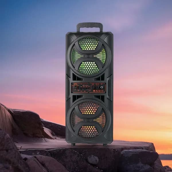 Портативная Bluetooth-колонка с двумя динамиками 6,5 дюйма, RGB-подсветкой и встроенным аккумулятором
