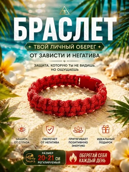 Браслет красная нить на удачу оберег от сглаза ручной работы