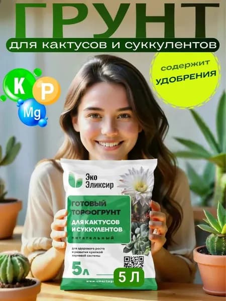 Грунт для кактусов и суккулентов, земля для растений с удобрением 5л