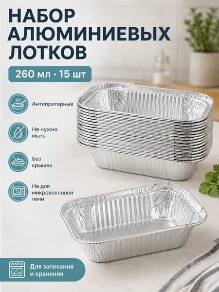 Форма для запекания, Прямоугольная, 17.5 см x 13 см, 15 шт