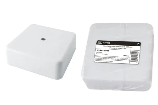Коробка распаячная КР 50х50х20 ОП белая, IP40, TDM SQ1401-0901