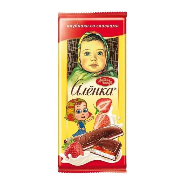 Шоколад Алёнка молочный клубника со сливками 87г
