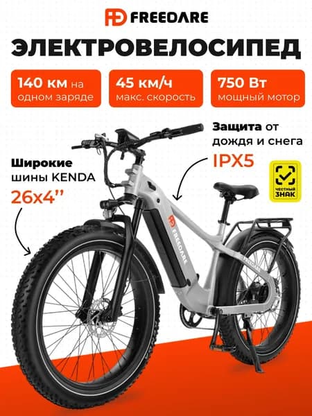 Электровелосипед фэтбайк для взрослых FREEDARE 750W, серый