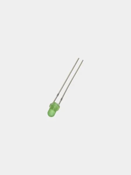 Светодиод 3мм зеленый 25.4мм 30-50мкд 5v (5шт)