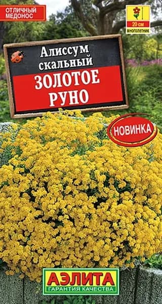 Семена Алиссум скальный Золотое Руно (0,05г) Аэлита. Почвопокровный многолетник 15-20 см с золотистыми цветами