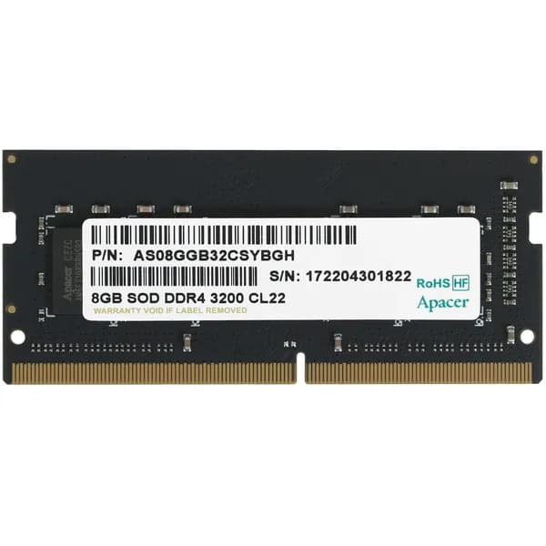 Apacer Оперативная память Apacer ES.08G21.GSH DDR4, 3200 МГц, 1 x 8 ГБ (ES.08G21.GSH)