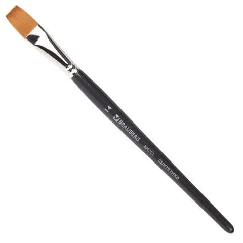 Кисть художественная Brauberg Classic, синтетика, мягкая, под колонок, плоская, № 14, короткая ручка