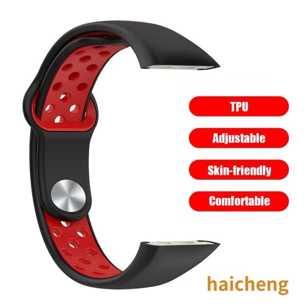 Ремешок для Huawei Band 6 и Honor Band 6, цветной, чёрно-красный, из ТПУ