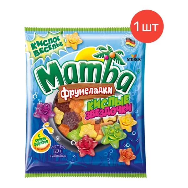 Мармелад жевательный Mamba Фрумеладки Кислые звездочки, 70 г х 1 шт.