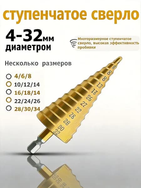 Сверло ступенчатое по металлу 4мм-32 мм
