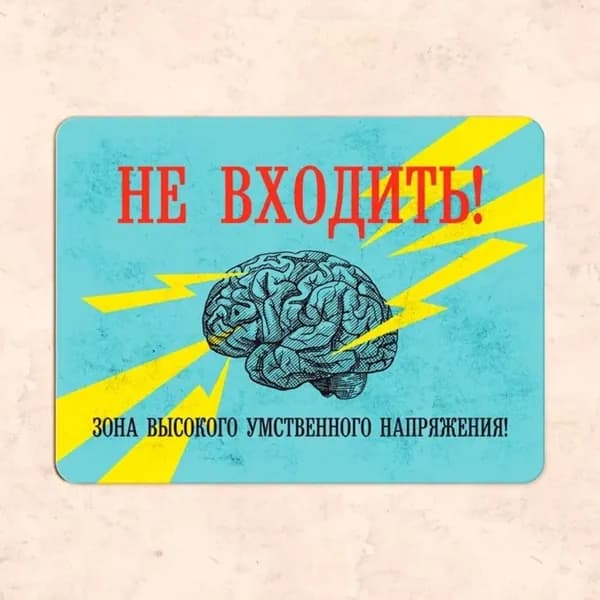 Табличка "Не входить! Зона высокого умственного напряжения", 30х20 см, УФ-печать