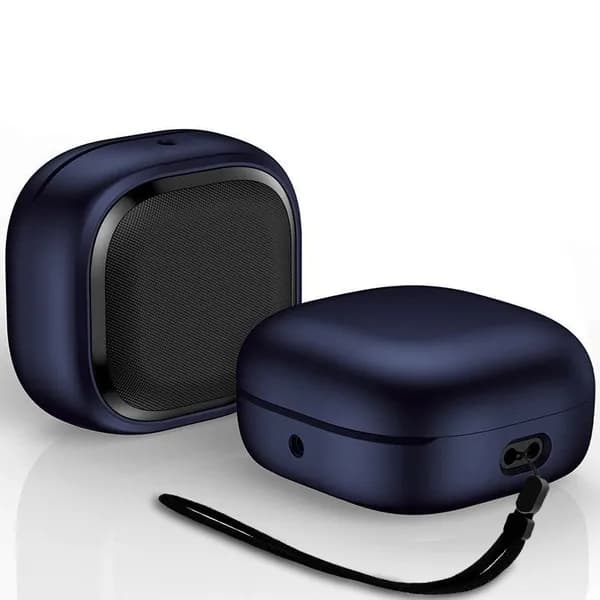 Дизайн из песчаника, совместимый с чехлом Samsung Galaxy Buds 2 Pro / FE / Live серия, Ударопрочный жесткий мягкий защитный чехол на весь корпус со шнурком(синий)