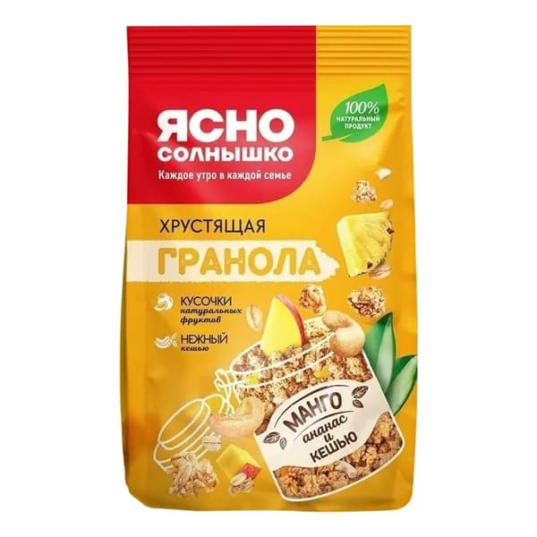 Гранола Ясно Солнышко овсяная с манго-ананасом-кешью 250 г