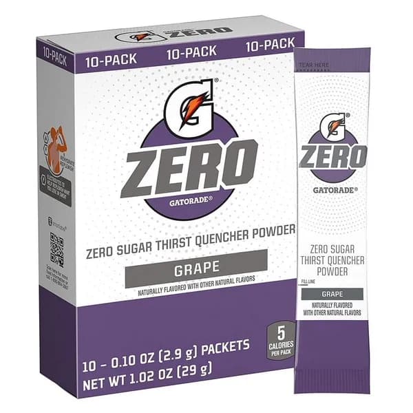 Изотонический стик Gatorade Third Quashed Powder Stick 10 упаковок с нулевым вкусом винограда
