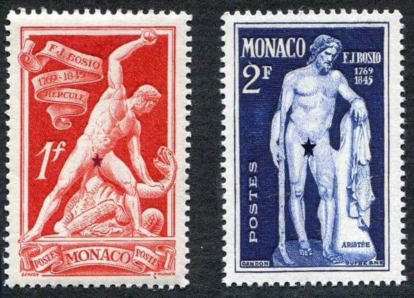 Монако-1948. Скульптуры. Серия из 2 марок. Негашеная