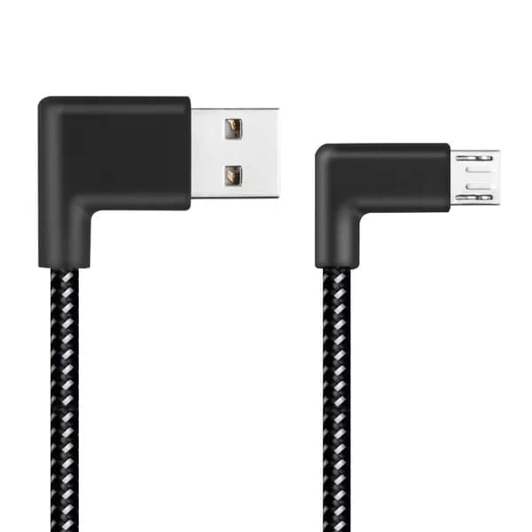 Кабель 90 с угловым разъёмом для смартфона, нейлоновая оплётка, "micro USB" / быстрая зарядка, гибкий и прочный.