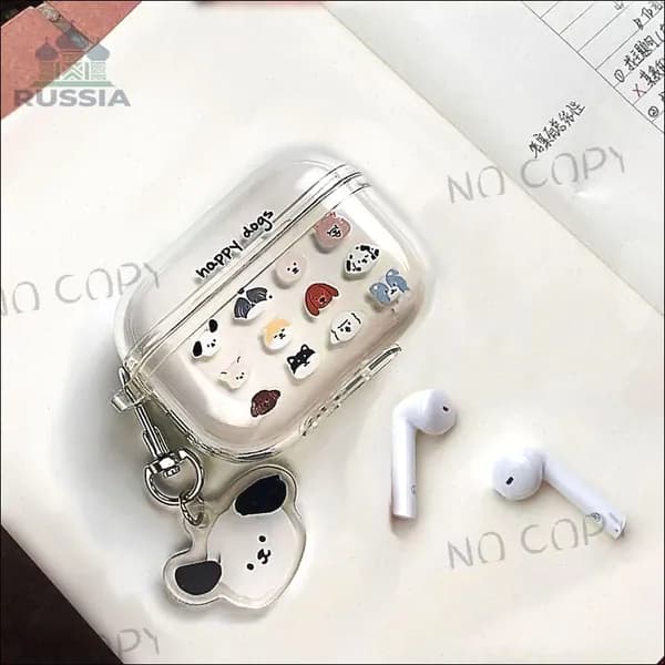 Защитный чехол для наушников Airpods Pro 2 с милым рисунком собаки Прозрачный чехол для наушников