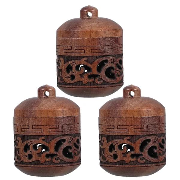 Набор деревянных аромамедальонов в форме фонаря из красного дерева и меди для декора