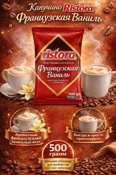 Растворимый капучино "RISTORA VANILLA", пакет 500 г