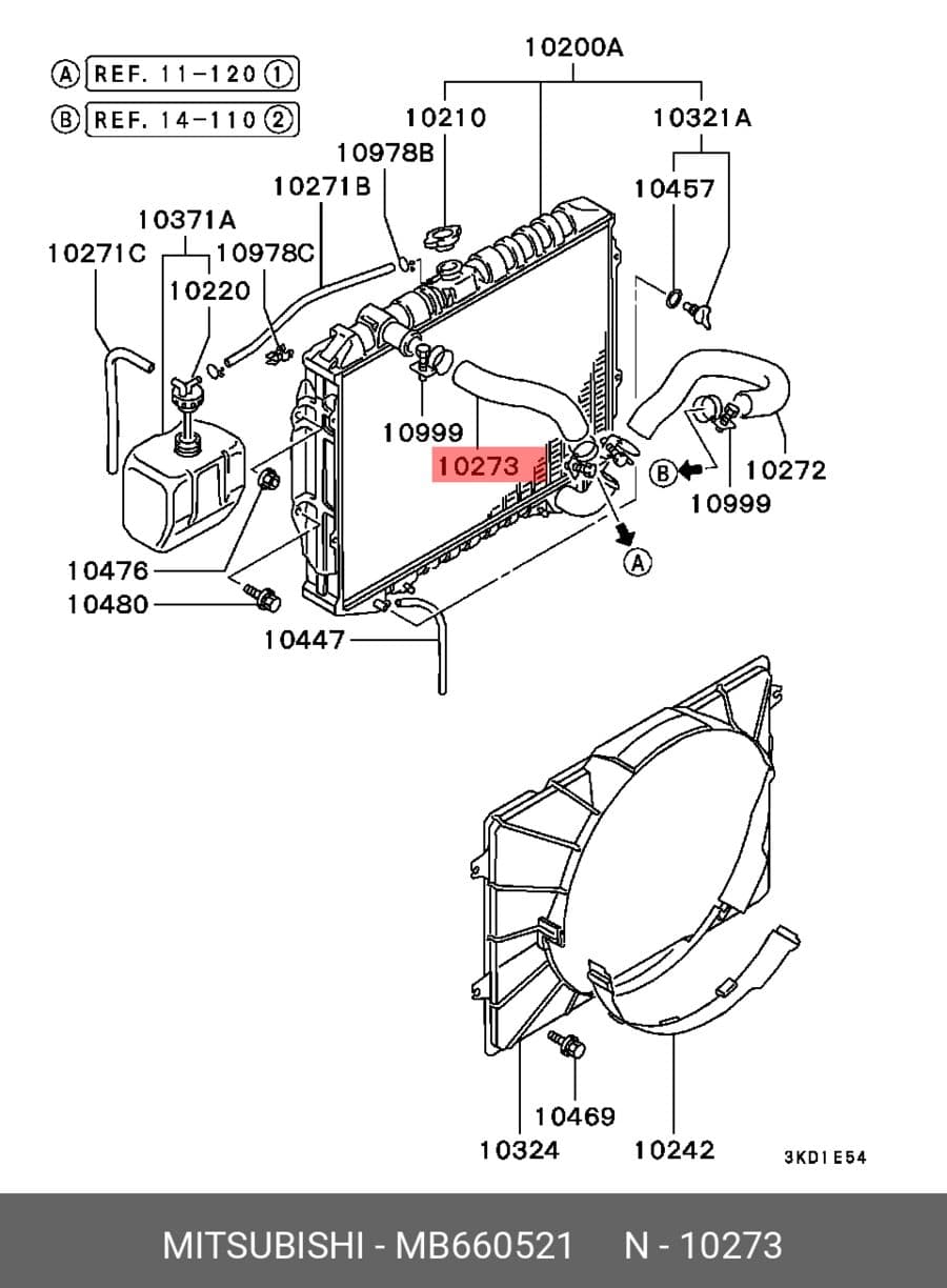 патрубок радиатора верхний org (MITSUBISHI MB660521)
