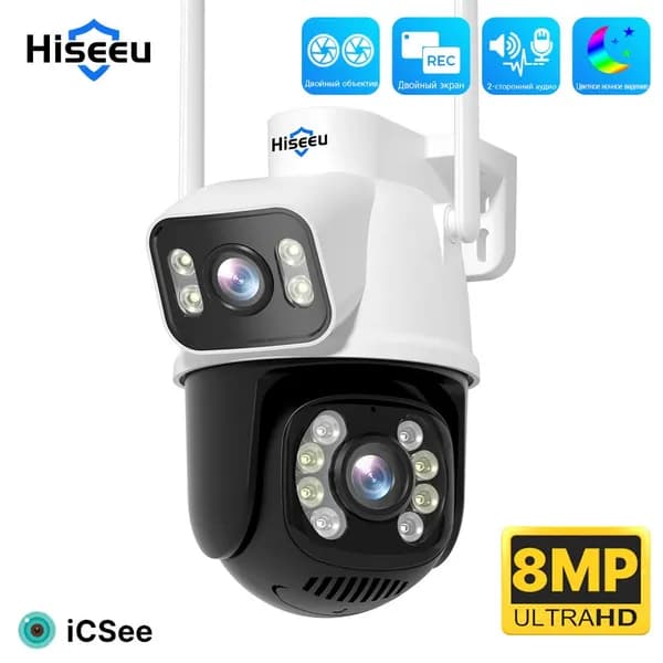 Интеллектуальная камера безопасности Hiseeu 4k Wifi ptz, автоматическая слежка, беспроводная камера замкнутого телевидения