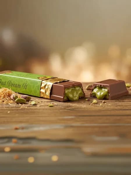 RICOLLE CHOCOLATE PISTACHIO, Вкусный шоколад с антепскими фисташками и кадаифом.50 г