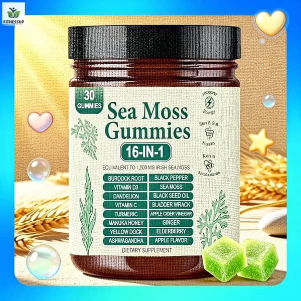Жевательные мармеладки Sea Moss Gummies 16-в-1 с экстрактом ирландского мха и комплексом суперфудов 30 порций CO964