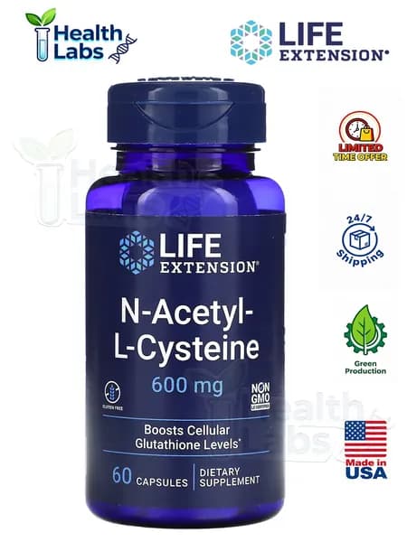 ,NAC aцетилцистеин N-Acetyl-L-Cysteine 600 мг для регуляции процесса детоксикации 60 капсул