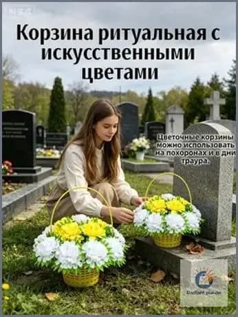 Эксклюзивный венок Хризантема 35 на 33 см для кладбища от Мастера Венков