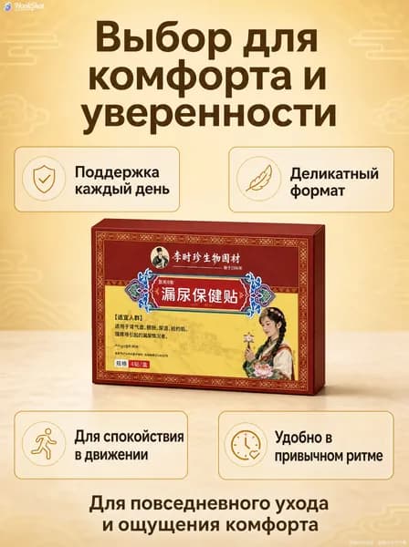 Пластырь от недержания мочи у женщин, урология.Средство от частого мочеиспускания и ночных позывов, прикрепленное к пупку натуральными ингредиентами, укрепляет мышцы малого таза.