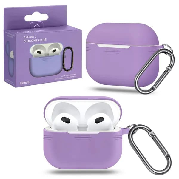 Чехол AirPods 3 силиконовый/ кейс для наушников Apple purple / противоударный