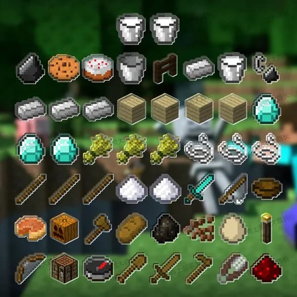 Набор магнитов на холодильник "Верстак Minecraft" - Креативные пиксельные магниты с ингредиентами для крафта, Мерч для фанатов игры