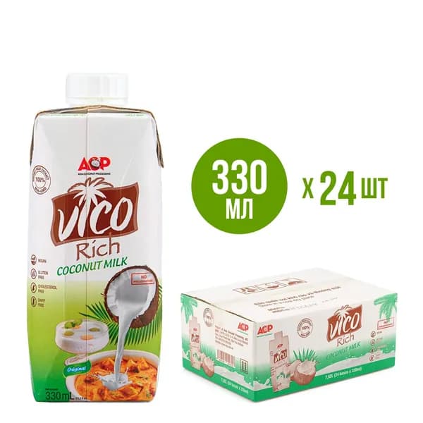Органическое кокосовое молоко ACP VICO Rich (коробка 24 шт. по 330 мл)