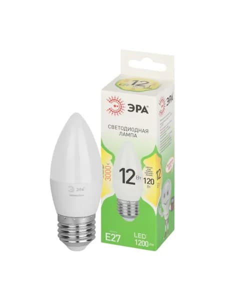 Лампочка светодиодная ЭРА GREEN LINE Б0067137 LED B35-12W-830-E27 GL E27 12 Вт свеча теплый свет