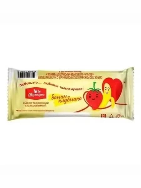 Сырок творожный Свитлогорье со вкусом банана и клубники глазированный 16% БЗМЖ 40 г