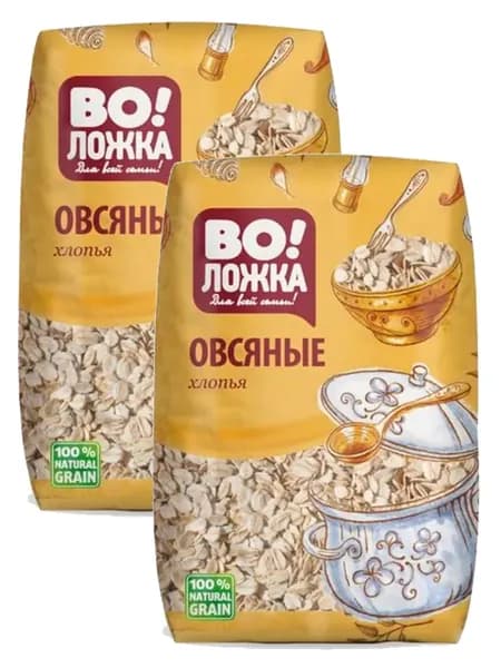 Хлопья 2 шт по 450 г Овсяные быстрого приготовления ВоЛожка