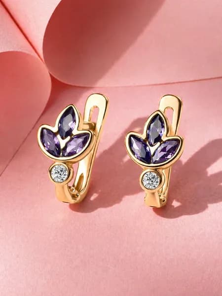 Детские серьги Цветочки серебро 925 с фианитами