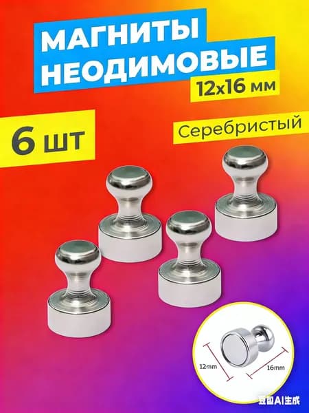 Набор магнитов/офисных магнитов 6 штук. Размер 16х12мм