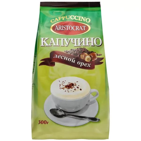 Растворимый кофейный напиток КАПУЧИНО ARISTOСRAT "Лесной Орех" 300 гр.
