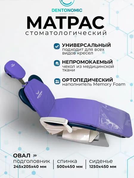 Стоматологический матрас топпер с подголовником "Овал", влагонепроницаемый
