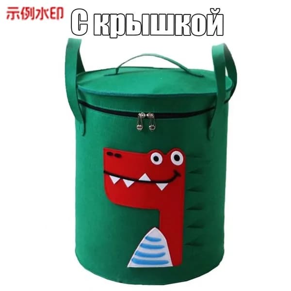 Корзина для игрушек длина 33 см, ширина 33 см, высота 42 см 1 шт, фетр, светло-зеленый
