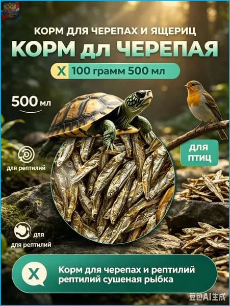 Корм для черепах и рептилий сушёная рыбка.Корм для черепахи красноухой 100 грамм