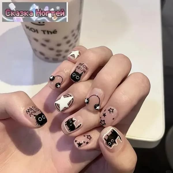 Купи 2 любых товара, получи 1 в подарок! Накладные ногти с дизайном 24 шт + клей Модный нейл-арт 2026