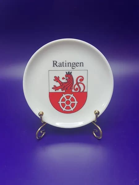 Декоративная винтажная тарелочка с гербом немецкого города Ратинген (Ratingen), Германия, 90е