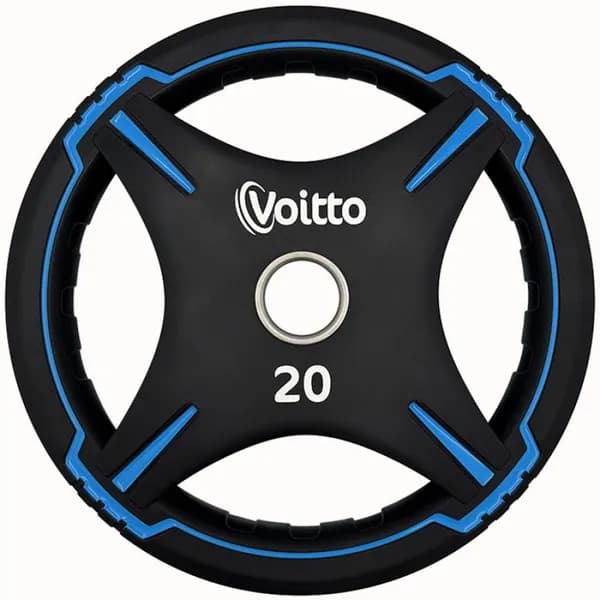 Диск TPU с 4-мя хватами Voitto V-303 20 кг, черный (d51)
