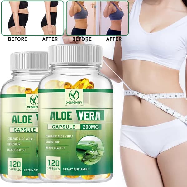 Биологически активная добавка Xemenry Organic Aloe Vera в капсулах - поддерживает здоровье пищеварительной системы, сердца и суставов