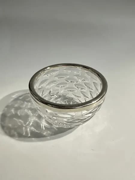 Ваза, конфетница с металлическим ободком, стекло, металл, СССР, 1970-1990 гг.